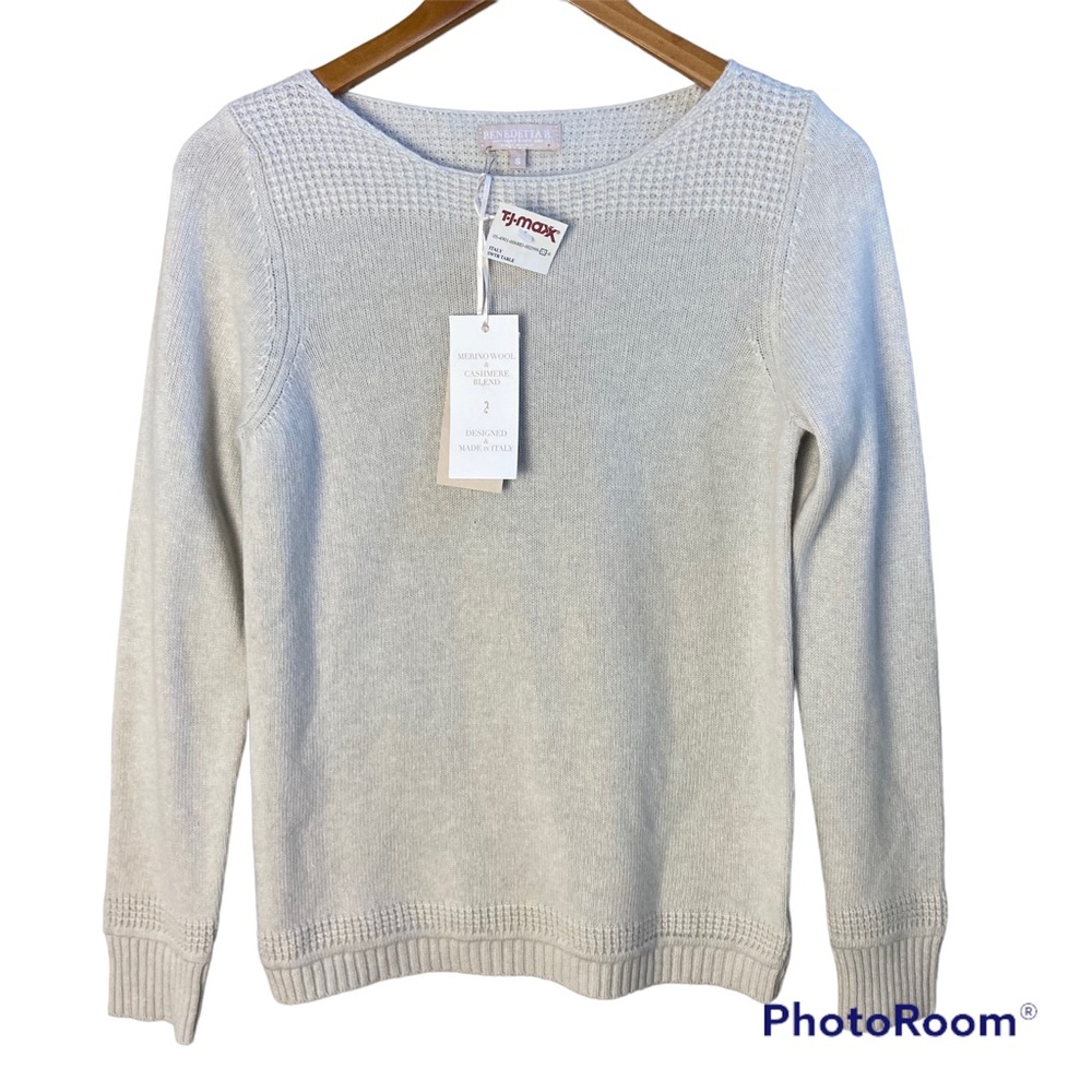 Bendetta B Cream Sweater Wool Cashmere Blend Small NWT